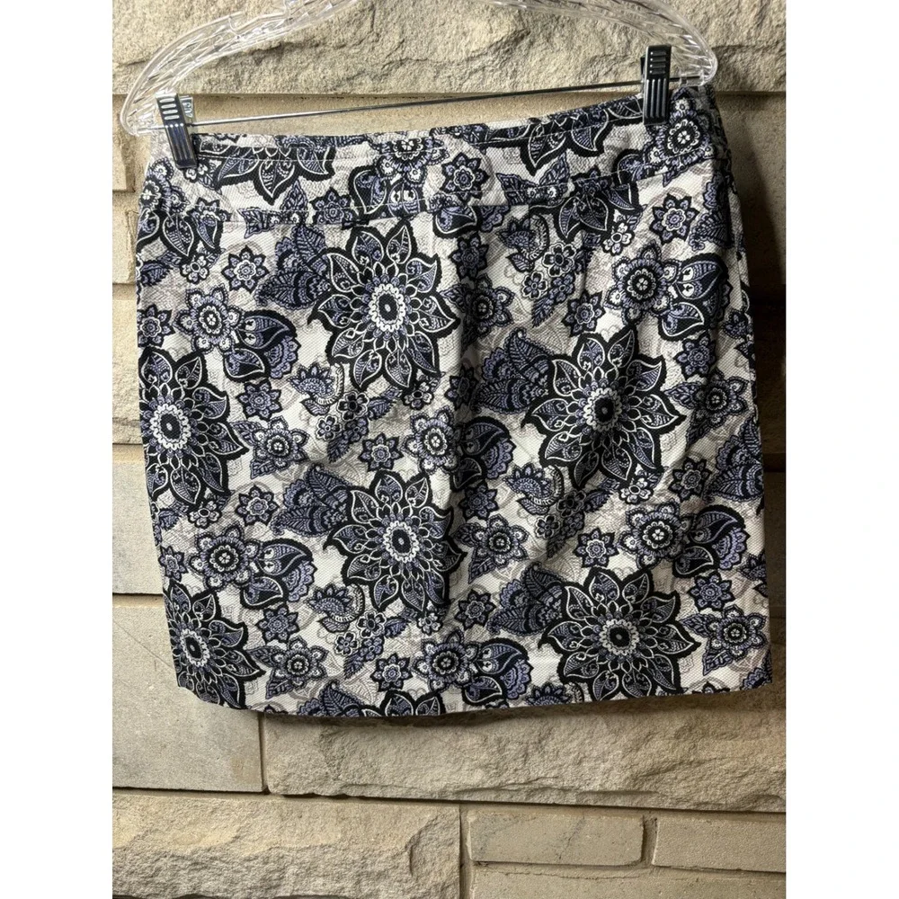Ann Taylor Loft Womens Blue‎ Floral Paisley Mini Skirt Size 8 Cotton Blend 0650